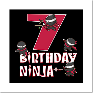 7th Birthday Ninja 7 Years Old Kid Ninjutsu B-day Party graphic Posters and Art